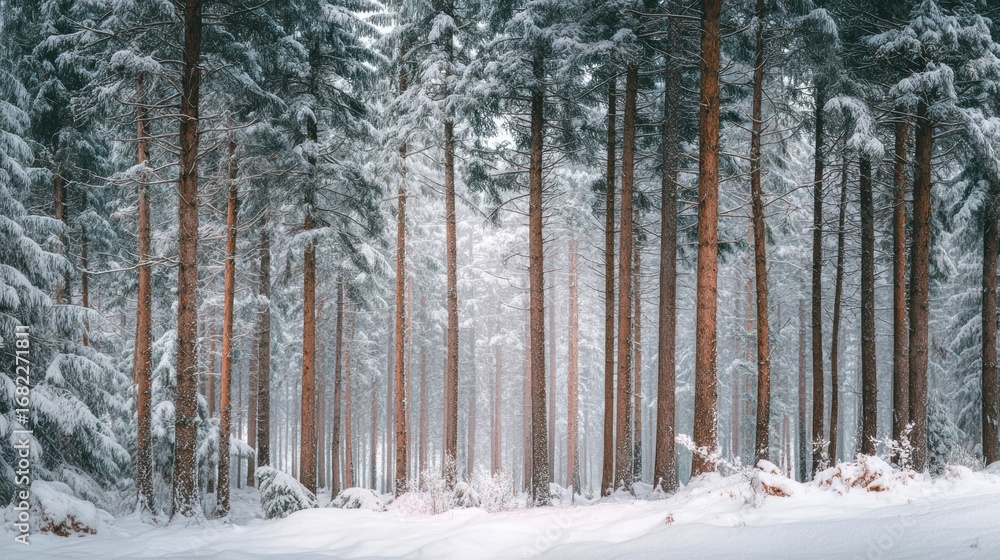 Fototapeta premium Snowy forest landscape