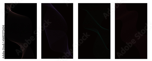 Abstract line wave gradient poster background vector set. Minimalist cover template and Simplistic design template cover/banner.