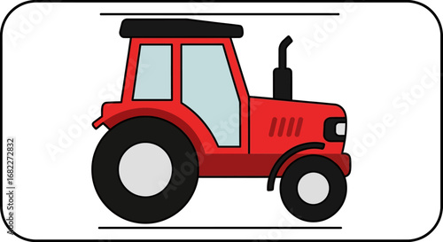 Red Tractor Illustration for Agricultural and Farming Themes.
