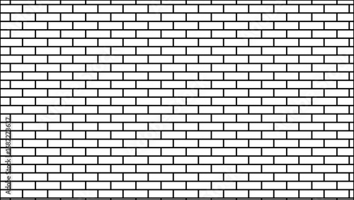 black ceramic tiles wallpaper. white brick wall used for background. Urban white, black line cement rough row wallpaper abstract background.