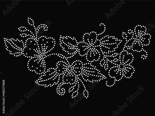 Crystal bling appique transfer rhinestone design, Casual Rhinestone template, flower rhinestone design
