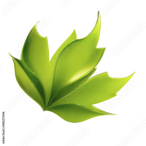 Glossy green abstract organic shapes resembling stylized leaves Leaf Nature