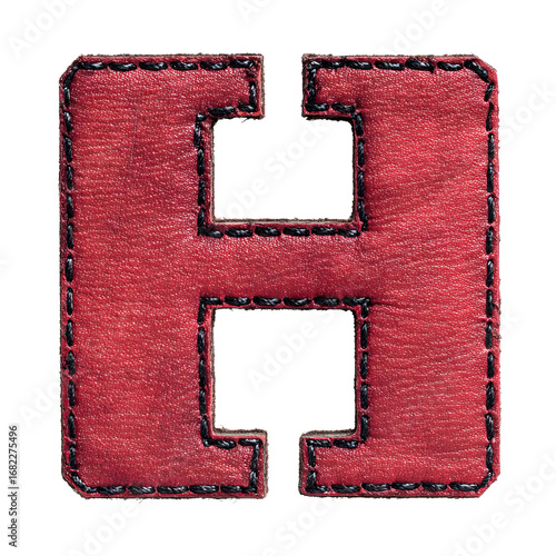 A vibrant red letter H with textured details on a black background