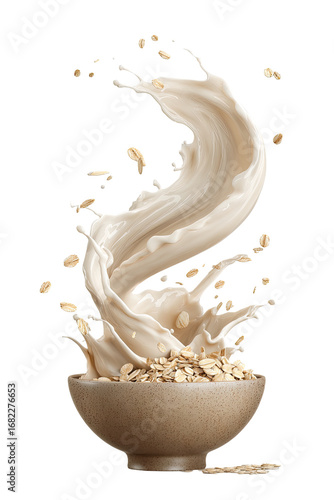 Creamy oat milk splash in a bowl