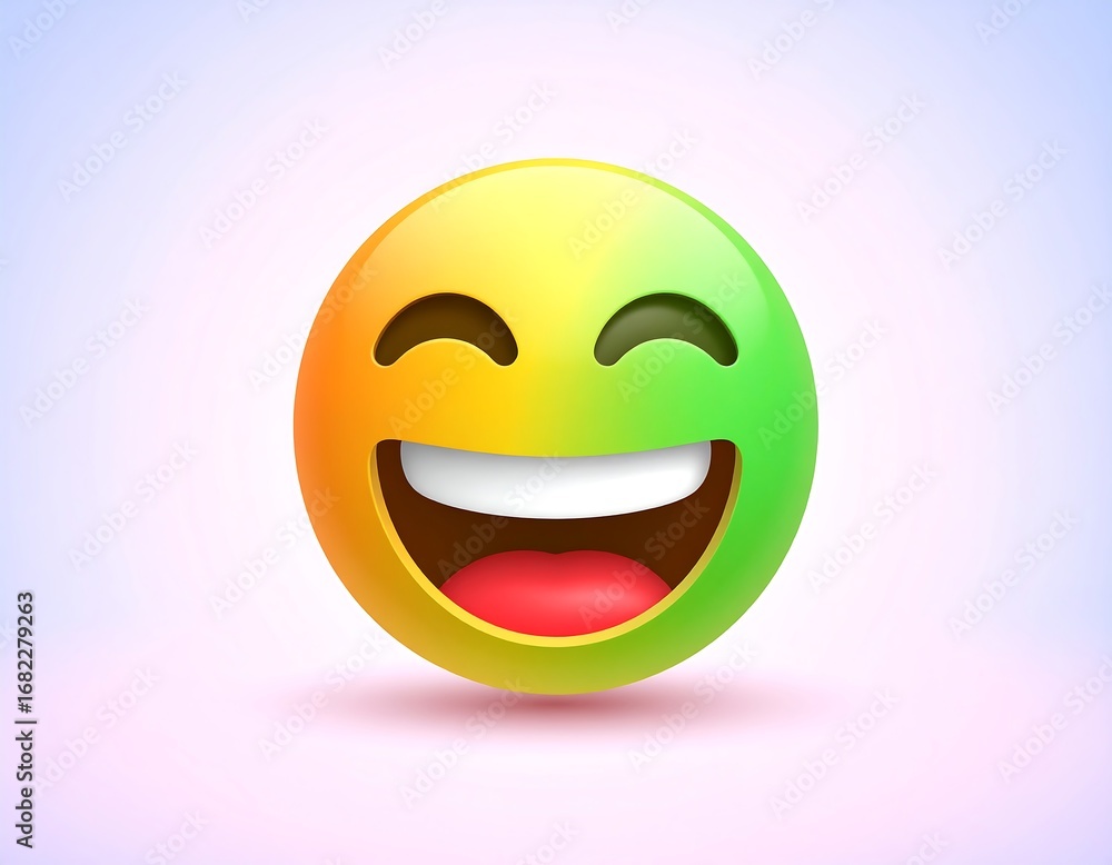 Fototapeta premium Emoji Smiling, 3D Render, Graphic Design