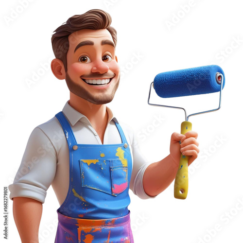3D painter character for renovation and DIY concepts.