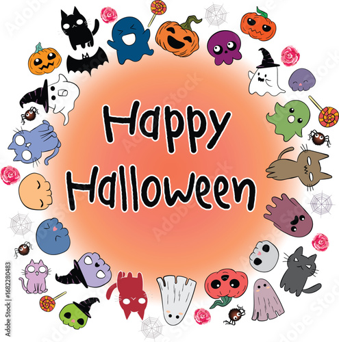 Halloween party invitation frame in cartoon vector design