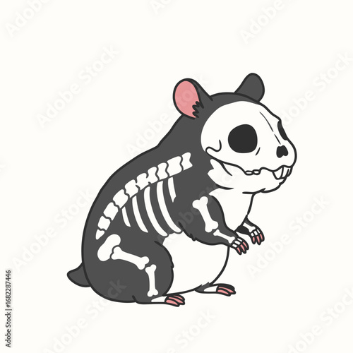 Hamster Skeleton Illustration for Halloween Spooky and Fun