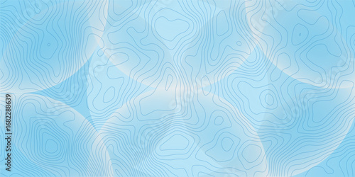 Abstract blue topographic contour lines background with smooth gradient light effects, perfect for modern web or UI design. Abstract lines background. Contour maps, Topo contour map on blue background