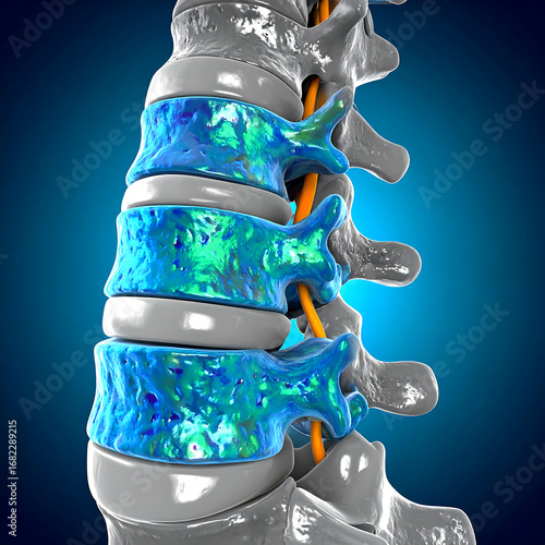 Spinal column vertebra intervertebral disc disc spinal nerve anatomy medical cross section shock absorbing blue