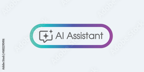AI assistant button. Neumorphic bar. Artificial intelligence and Machine learning technology concept. AI enters by command prompt to generate ideas. Neumorphism style. Vector illustration.
