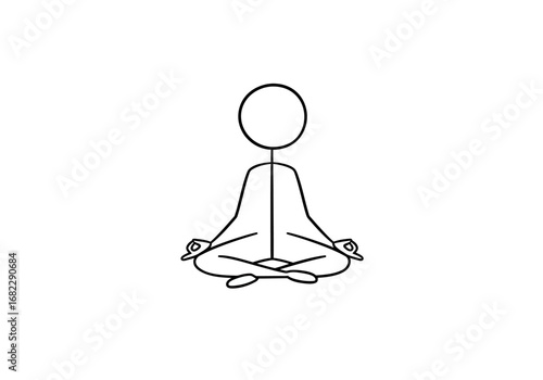 Stick figure in lotus position hands in mudra