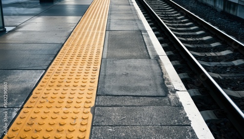 Train station platform waiting area urban environment photography dynamic perspective transportation concept