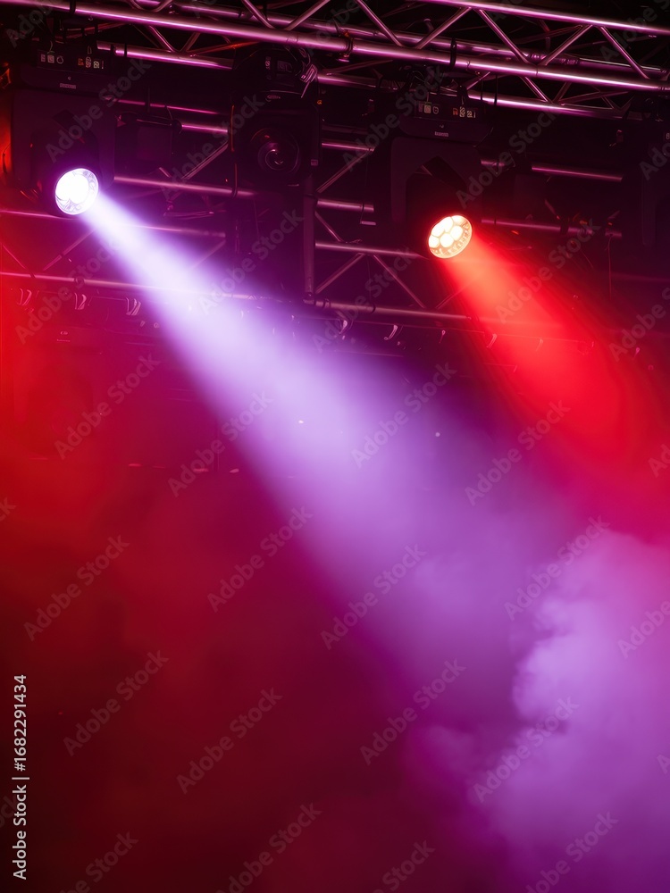Obraz premium Dynamic stage lighting effects in concerts event venue photography nighttime low angle visual impact
