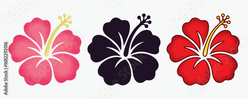 Hibiscus Flower Vector Set – Tropical Floral Illustration Design