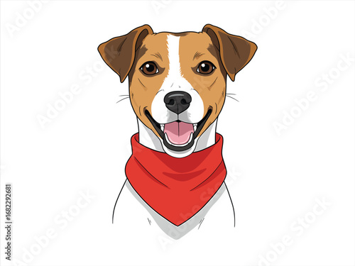 Jack Russell Terrier dog smiling with bandana