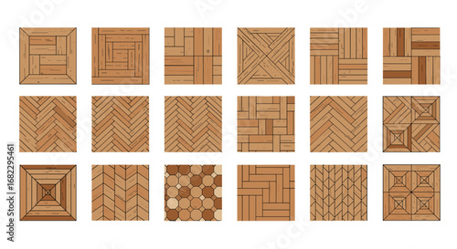 Diverse wooden floor parquet patterns for interior design and architectural visualization projects