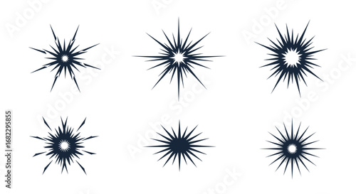 Six abstract starburst sparkle bursting flare elements graphic design resources