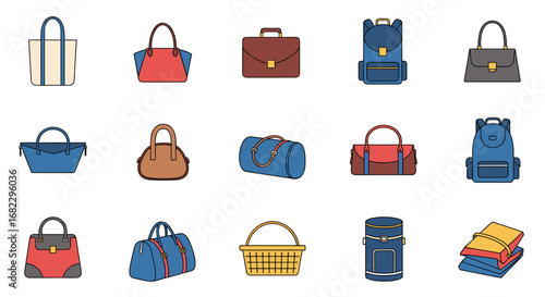 A collection of diverse handbags backpacks totes and duffel bags for everyday use and travel essentials