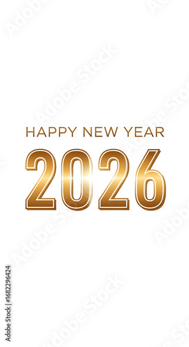 Happy New Year 2026 gold graphic design.
