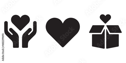 Symbolic Depiction of Love Affection and Generosity Hands Holding a Heart and Heart Inside an Open Box Black and White