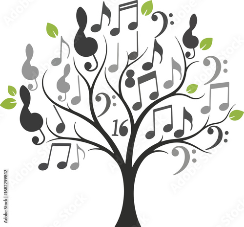 Whimsical music tree art beautifully blending musical notes and natural elements for creative projects and artistic inspiration