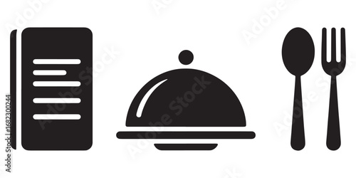 Culinary Menu Icons A Visual Representation of Dining Options and Utensils for Food Service or Restaurant Marketing Materials