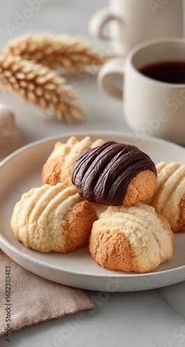 Wallpaper Mural Creamy cookies, coffee, and wheat.  Close-up shot Torontodigital.ca