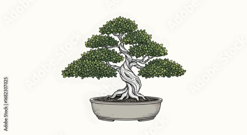 Discover tranquility with this beautifully detailed, ancient bonsai tree, a symbol of patience and natural artistry, perfect for serene and mindful projects.