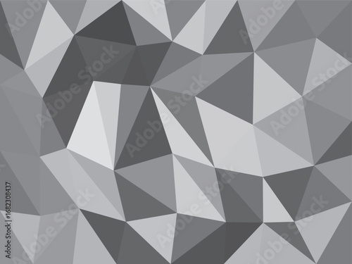 Monochrome Low Poly Abstract Geometric Background with Triangular Facets in Black and Gray