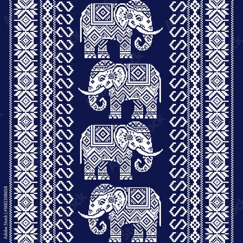 Photography seamless pattern with elephants Vertical seamless elephant pattern
