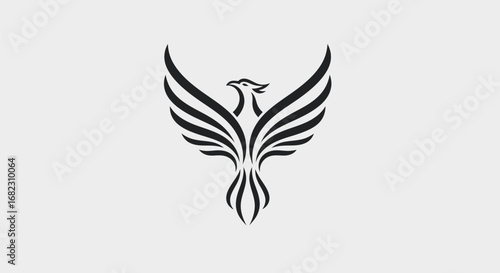Phoenix illustration with wings spread representing rebirth and strength in elegant design.