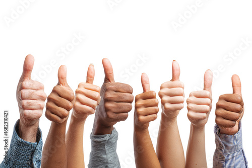 Diverse hands displaying thumbs up