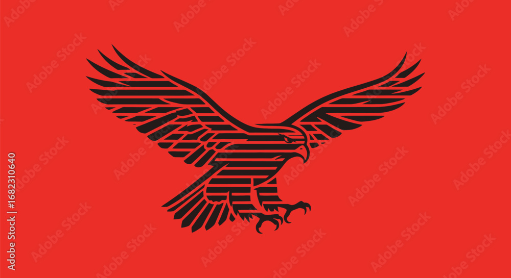 Obraz premium Stylized Black Eagle Design with Spread Wings.