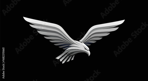 Magnificent eagle in flight showcasing its impressive wingspan and focused gaze.