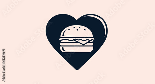 Heart Shaped Burger Graphic Design.