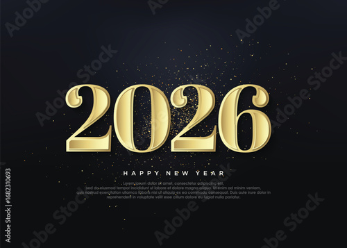 Classic gold number 2026, for the greeting of the 2026 new year celebration.