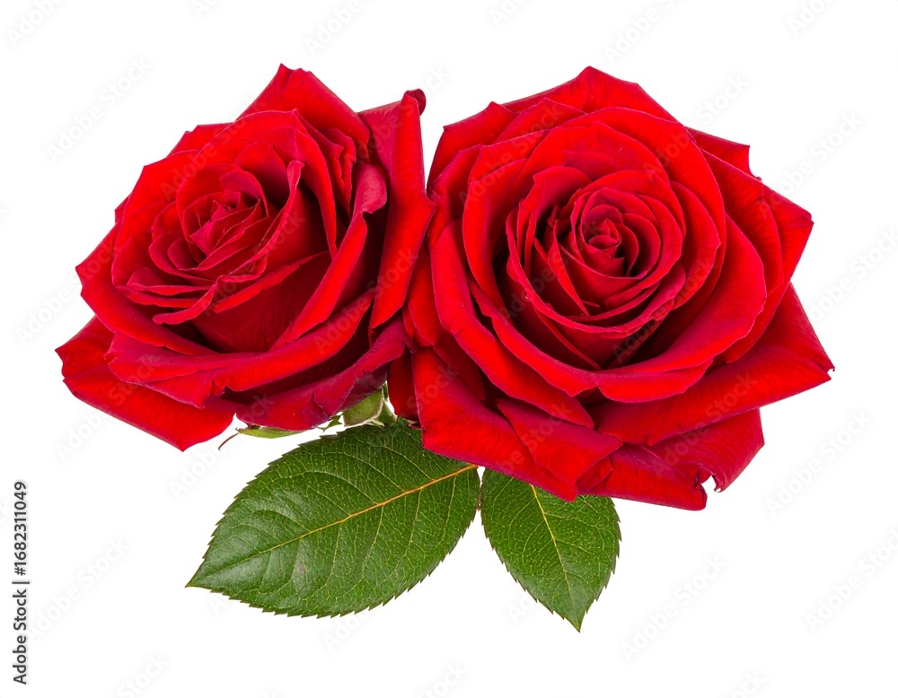 Naklejka premium Two Red Roses Isolated