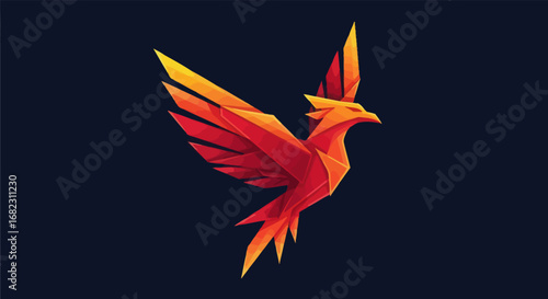 Vibrant Geometric Phoenix Design.