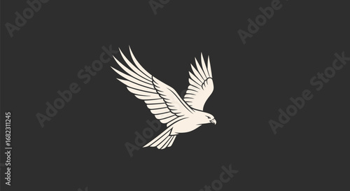 Stylized illustration of a majestic bird of prey in graceful flight.
