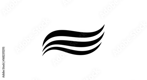 Abstract three wavy parallel lines symbol icon.