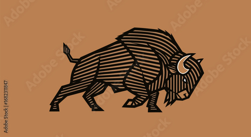 Detailed bison illustration perfect for design and branding showcasing the animals form and texture.