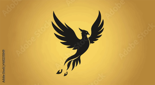 Phoenix silhouette soaring high representing rebirth and strength in the sky.