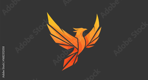 Geometric Phoenix: Symbol of Rebirth and Transformation.