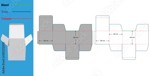 Packaging design layout with dimensions template