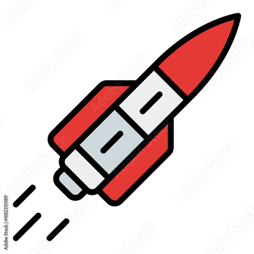 Missile icon. Rocket weapon symbol. Military attack and war collection. Filled Line Icon