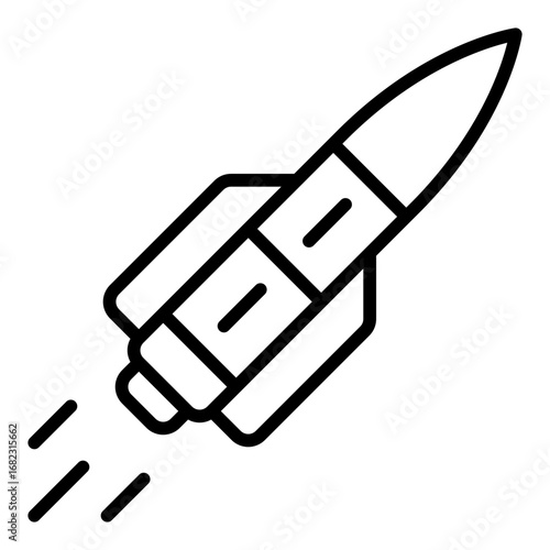 Missile icon. Rocket weapon symbol. Military attack and war collection. Line Icon