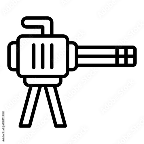 Machine gun icon. Heavy weapon symbol. Military firearm and combat collection. Line Icon