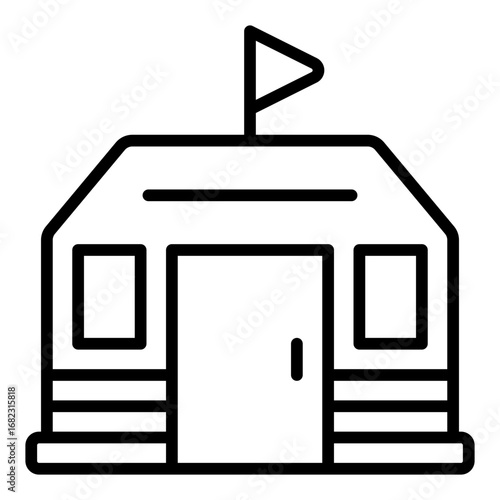 Barracks icon. Military base symbol. Army housing and soldier camp collection. Line Icon