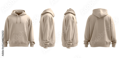 Beige hoodie, multiple views